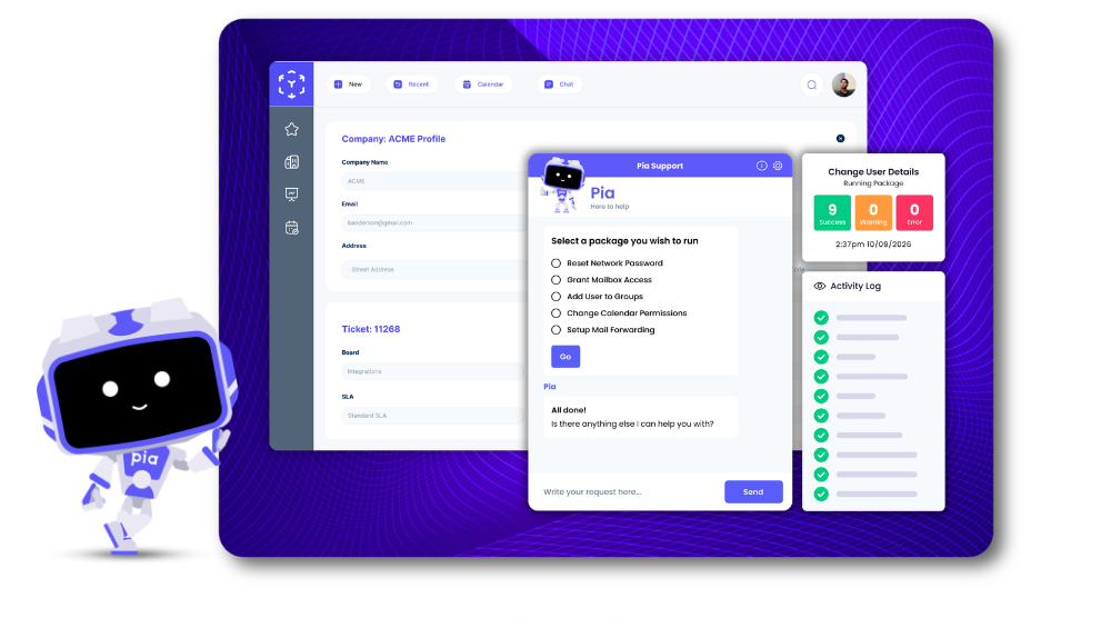 Pia Auto Code Example Pia - AI Automation for IT Help Desks